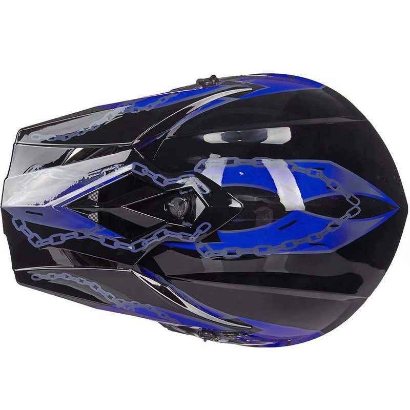 ILM Adult Dirt Bike Helmets Motocross ATV Dirtbike BMX MX Offroad Full Face Motorcycle Helmet, DOT Approved Model 128S (Blue Black, Adult-Large) - Image 5
